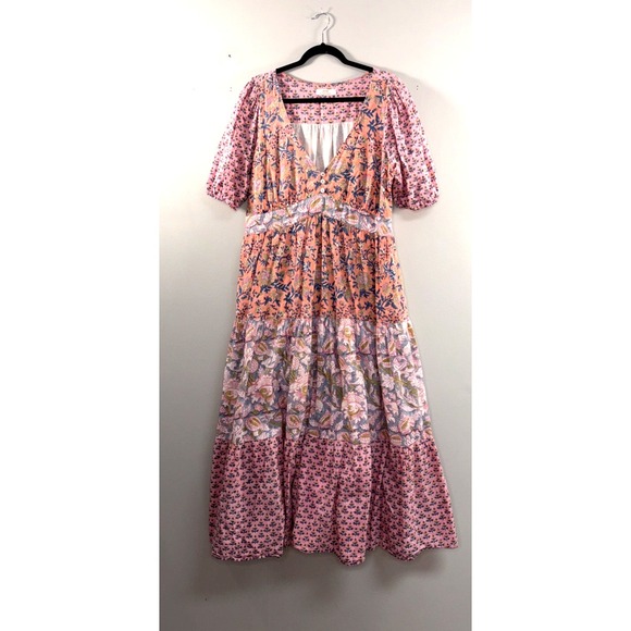 eshakti Dresses & Skirts - eShakti Floral Maxi Dress Women XL Black A Line Plunge V Neck Sleeveless Event